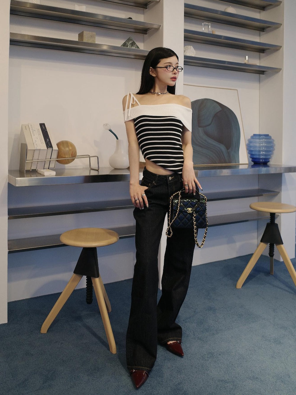 モデル：160cm（着用サイズ：FREE　着用カラー：BLK）