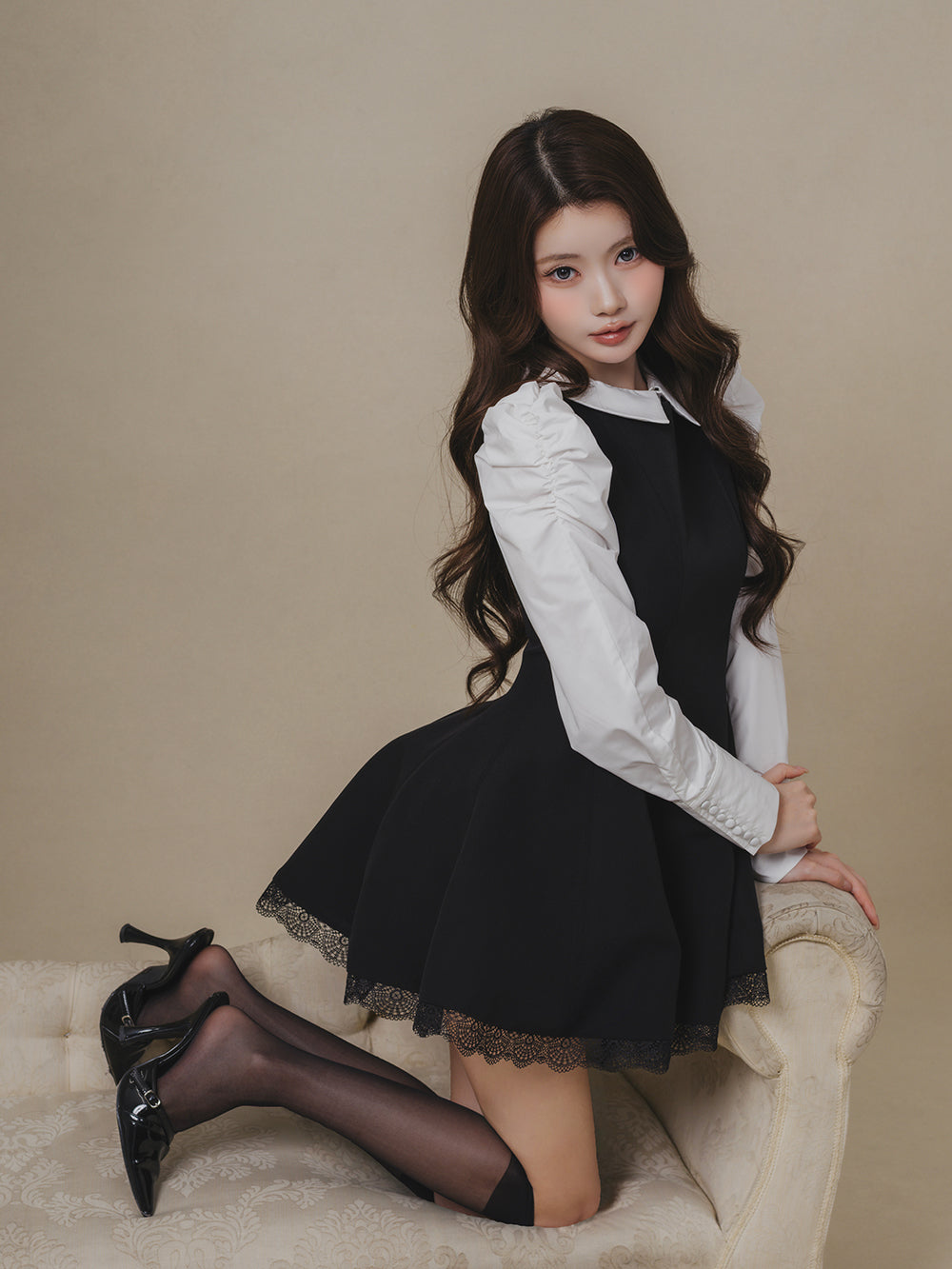 モデル：164cm（着用サイズ：FREE　着用カラー：BLK）