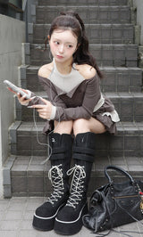 【予約商品】Dロゴボリュームステッチロングブーツ