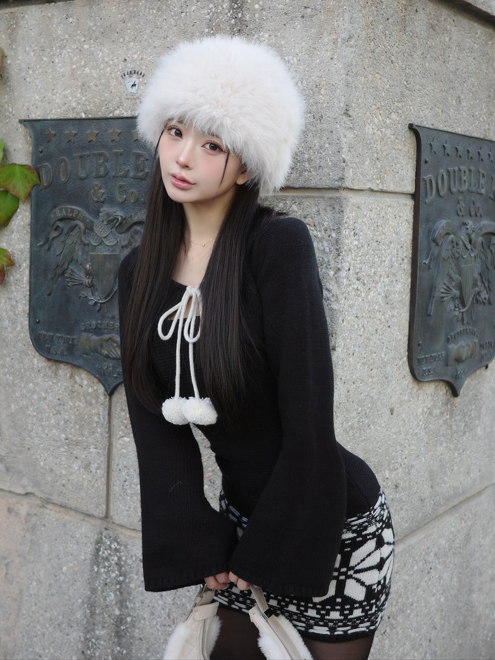 モデル：158cm（着用サイズ：FREE　着用カラー：BLK）