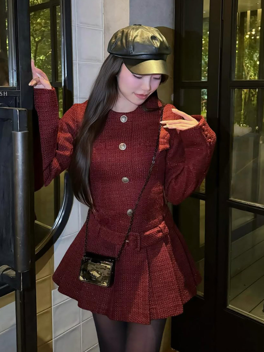 モデル：155cm（着用サイズ：FREE　着用カラー：BRD）