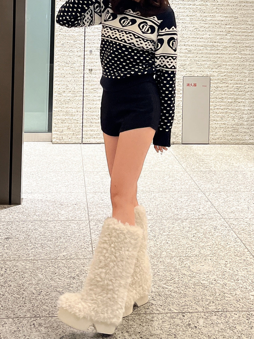 ミックスファーロングブーツ