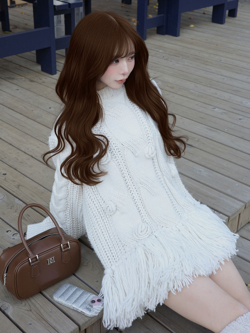 モデル：158cm（着用サイズ：FREE　着用カラー：WHT）