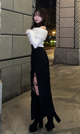 モデル：162cm（着用サイズ：FREE　着用カラー：BLK）