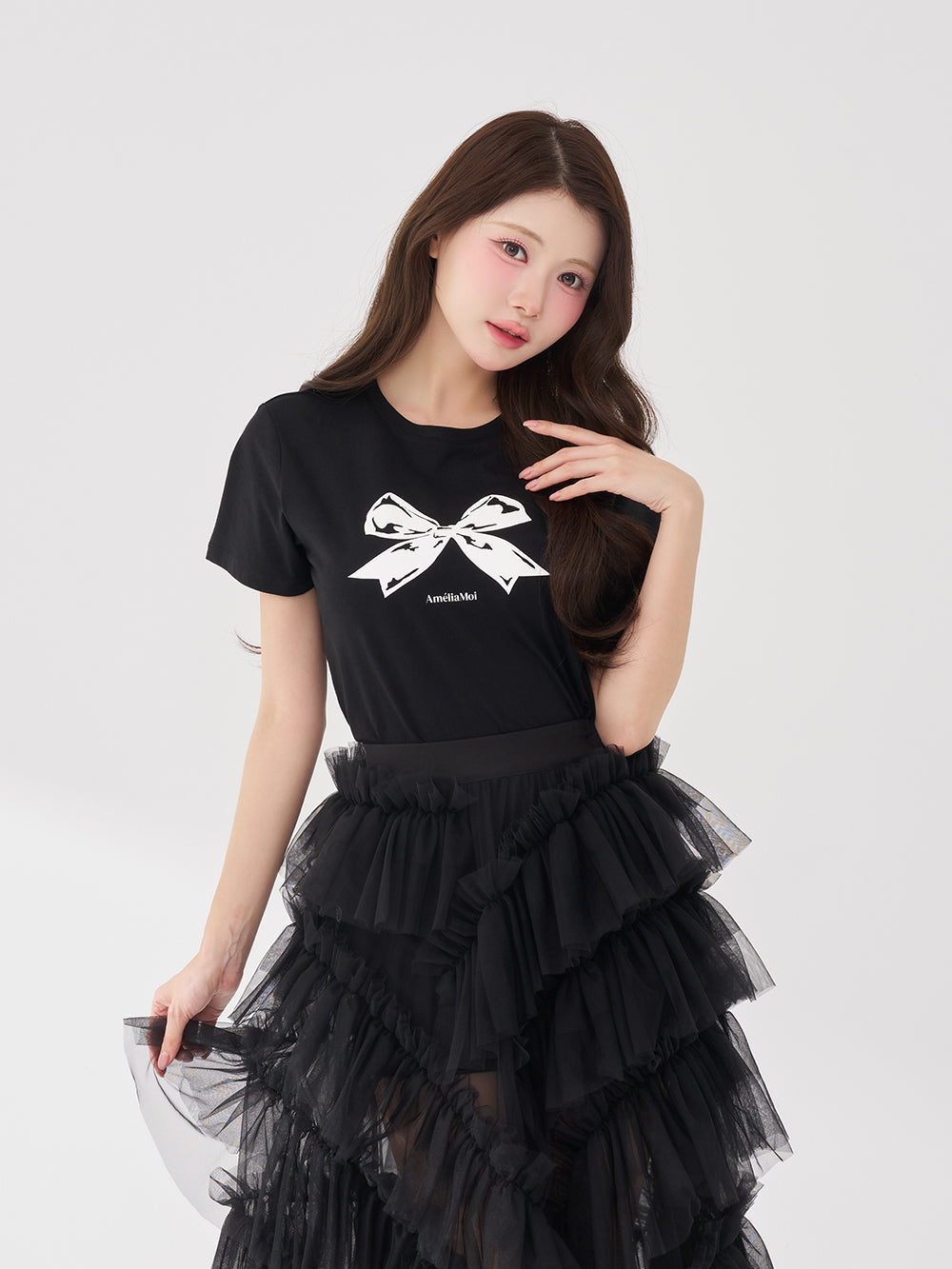 モデル：164cm（着用サイズ：FREE　着用カラー：BLK）