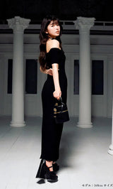 オフショルニットリボンワンピース