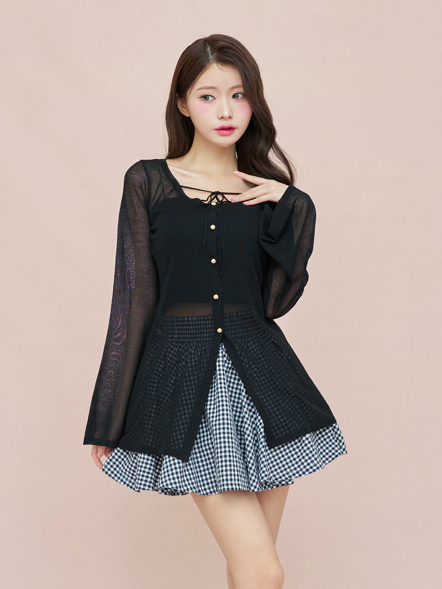 モデル：164cm（着用サイズ：FREE　着用カラー：BLK）