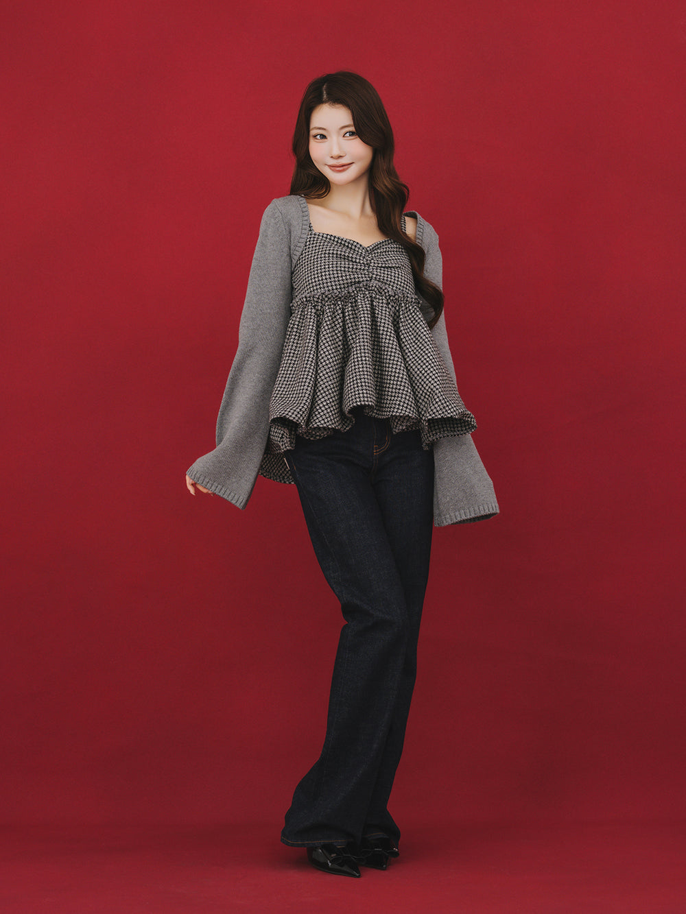 モデル：164cm（着用サイズ：FREE　着用カラー：GRY）