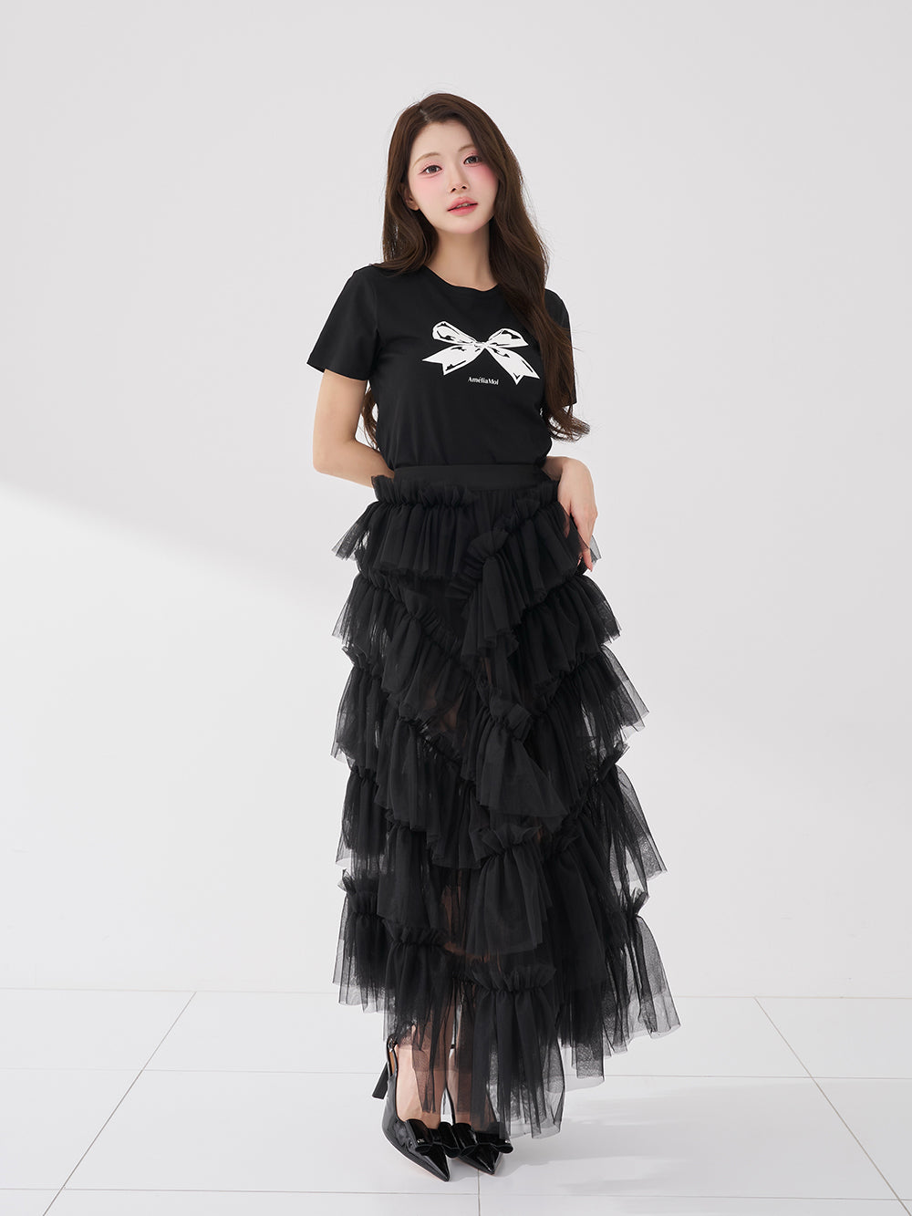 モデル：164cm（着用サイズ：FREE　着用カラー：BLK）