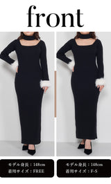 モデル：148cm（着用サイズ：F-S/FREE　着用カラー：BLK）