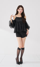 モデル：164cm（着用サイズ：FREE　着用カラー：BLK）