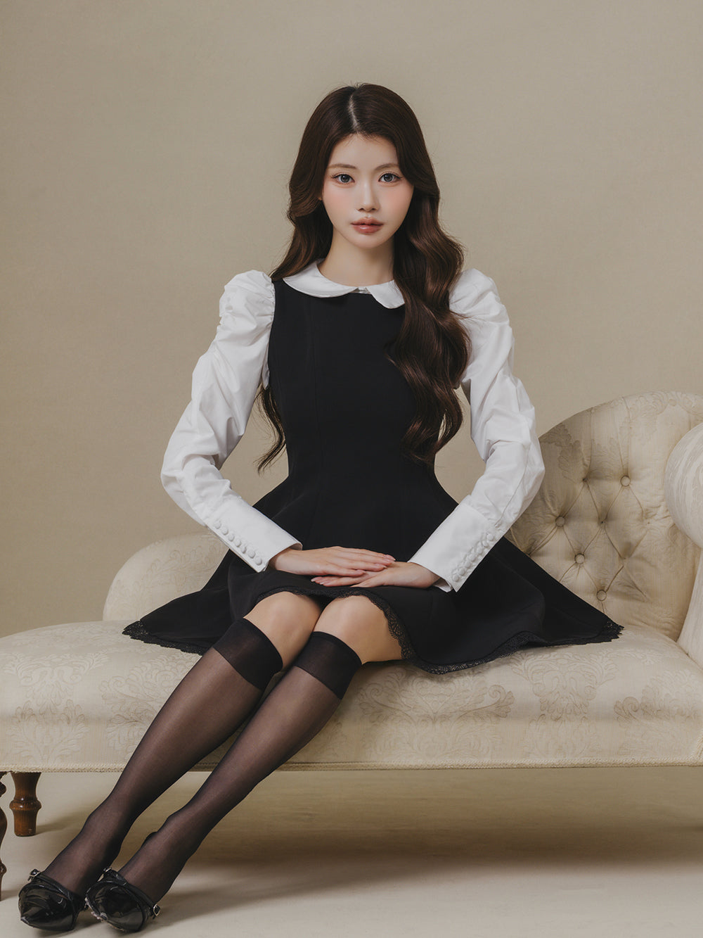 モデル：164cm（着用サイズ：FREE　着用カラー：BLK）