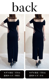 オフショルニットリボンワンピース