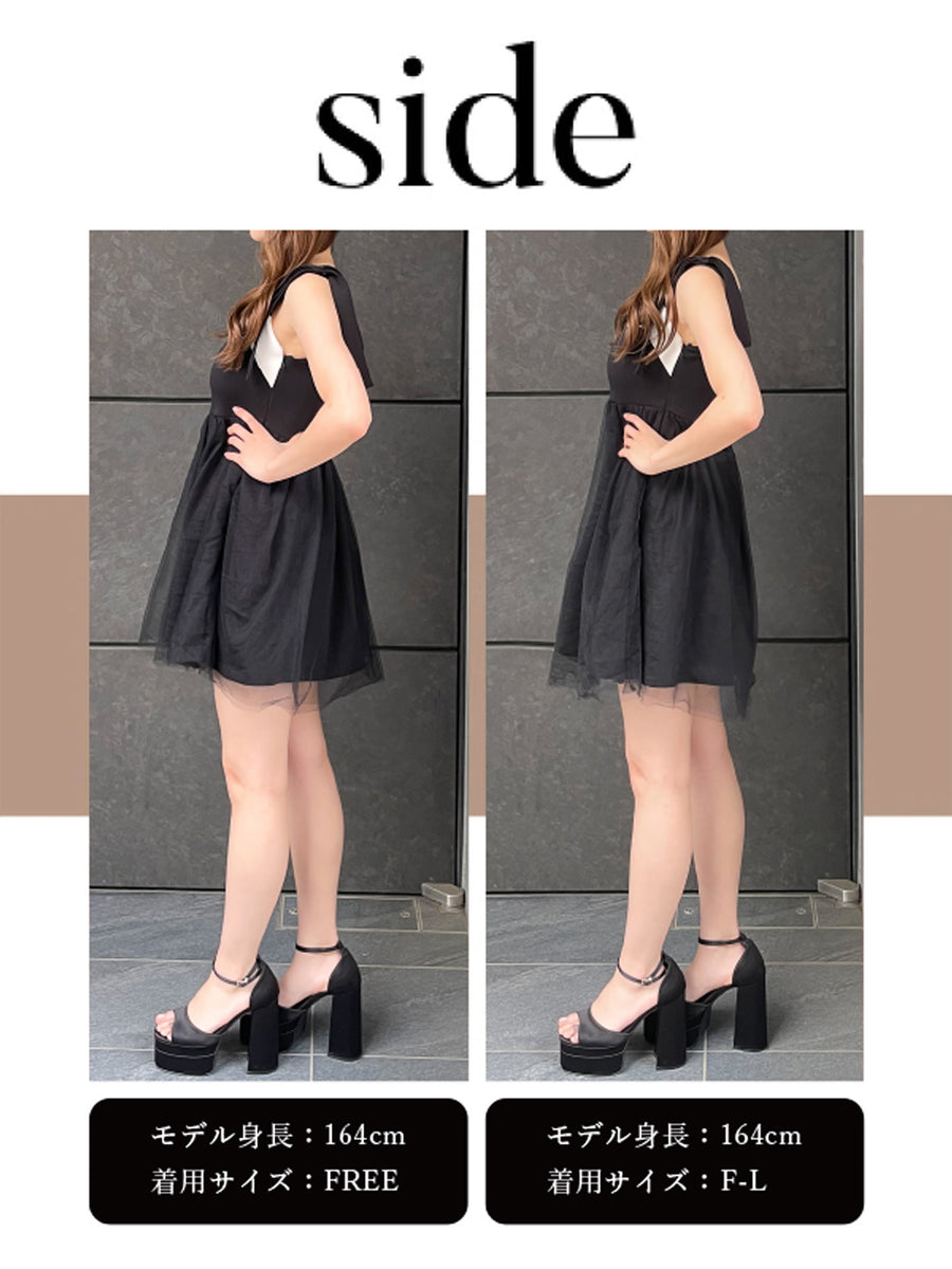 モデル：164cm（着用サイズ：FREE/F-L　着用カラー：BLK）