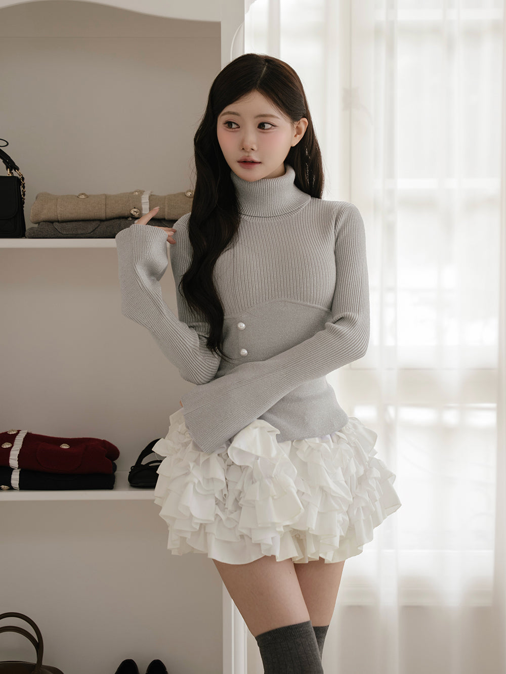 モデル：164cm（着用サイズ：FREE　着用カラー：GRY）