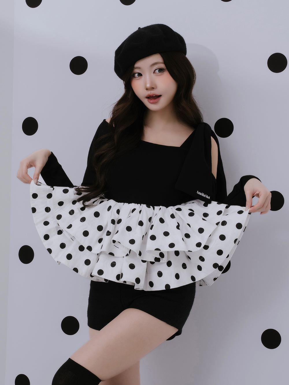 モデル：164cm（着用サイズ：FREE　着用カラー：DOT）