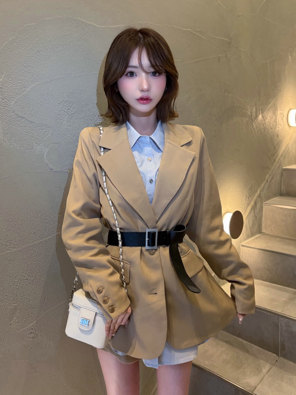 モデル：158cm（着用サイズ：S　着用カラー：BEG）