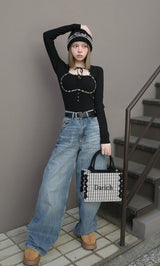 モデル：160cm（着用サイズ：FREE　着用カラー：BLK）