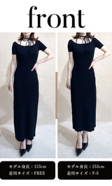 オフショルニットリボンワンピース