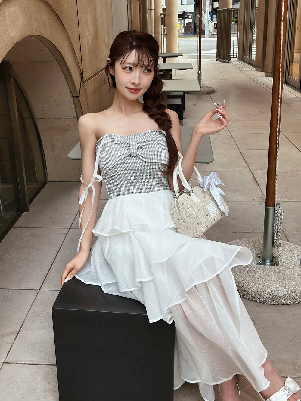 モデル：161cm（着用サイズ：FREE　着用カラー：WHT）