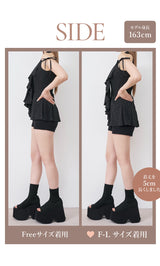 モデル：163cm（着用サイズ：FREE/F-L　着用カラー：BLK）