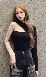 モデル：164cm（着用サイズ：FREE　着用カラー：BLK）