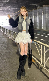 モデル：164cm（着用サイズ：FREE　着用カラー：BLK）