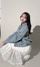 モデル：156cm（着用サイズ：FREE　着用カラー：I-BLU）