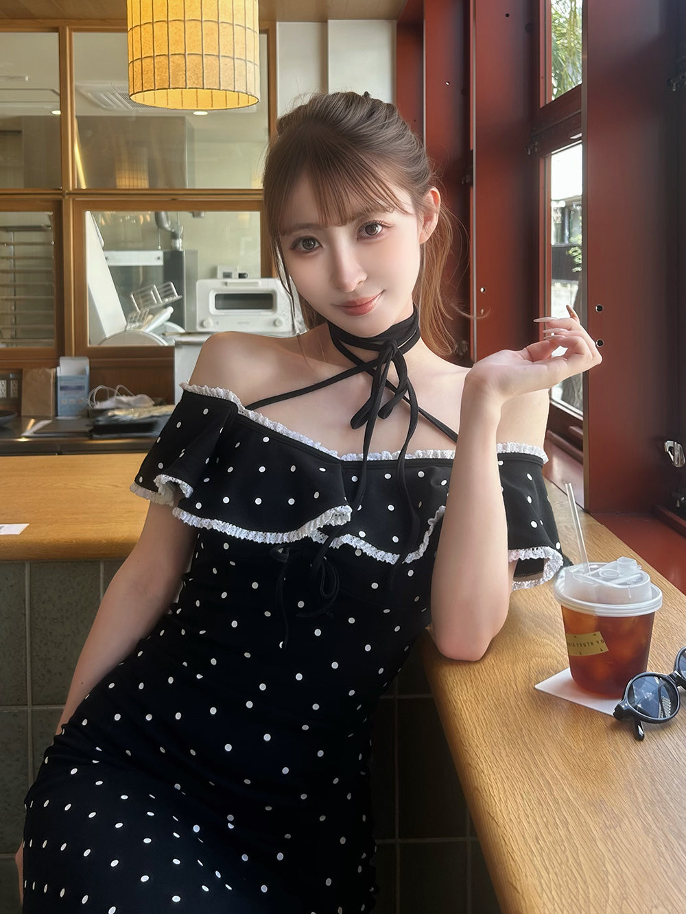 モデル：161cm（着用サイズ：FREE　着用カラー：DOT）