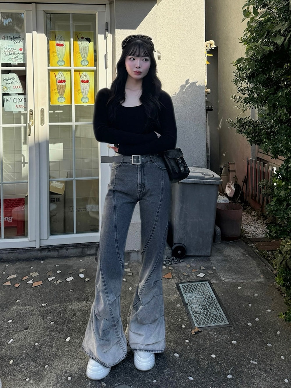 モデル：163cm（着用サイズ：M　着用カラー：BLK）
