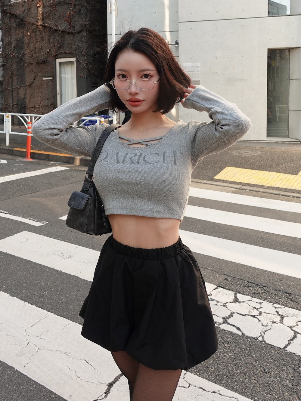 Darichクラックロゴクロストップス ダーリッチ Darich クラックロゴクロストップス （ブラック