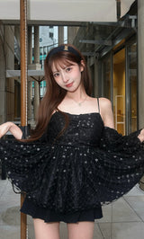モデル：161cm（着用サイズ：FREE　着用カラー：BLK）