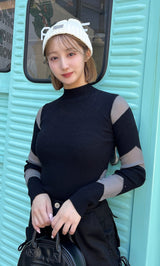 モデル：155cm（着用サイズ：FREE　着用カラー：BLK）