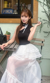 モデル：161cm（着用サイズ：FREE　着用カラー：BLK）