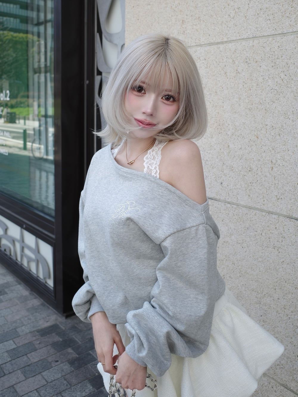 ホルターレースワンショルスウェットトップス – Darich
