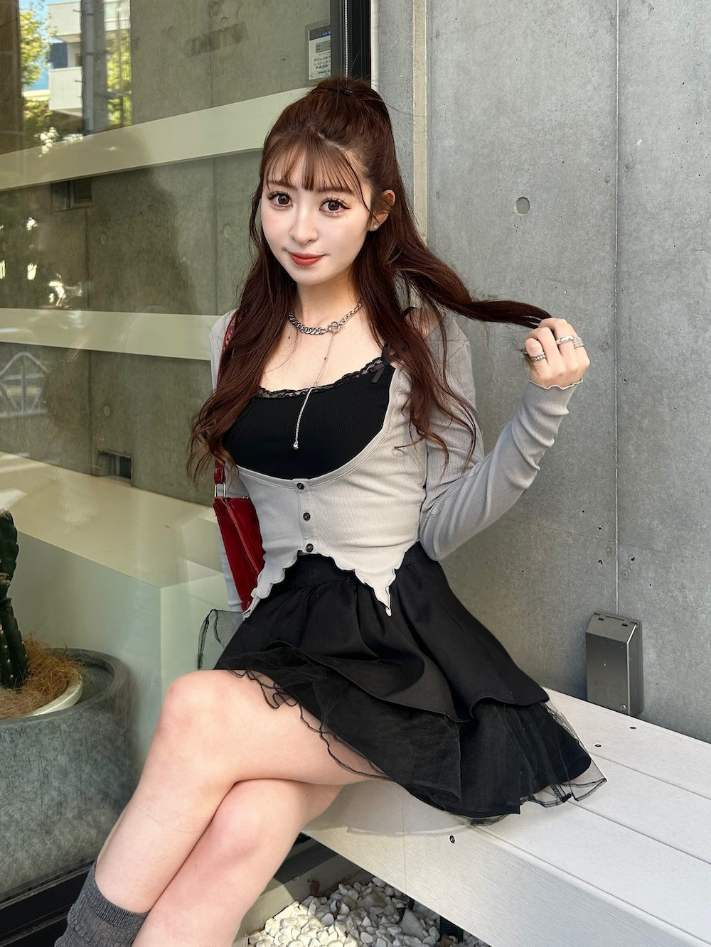 モデル：159cm（着用サイズ：FREE　着用カラー：GRY）
