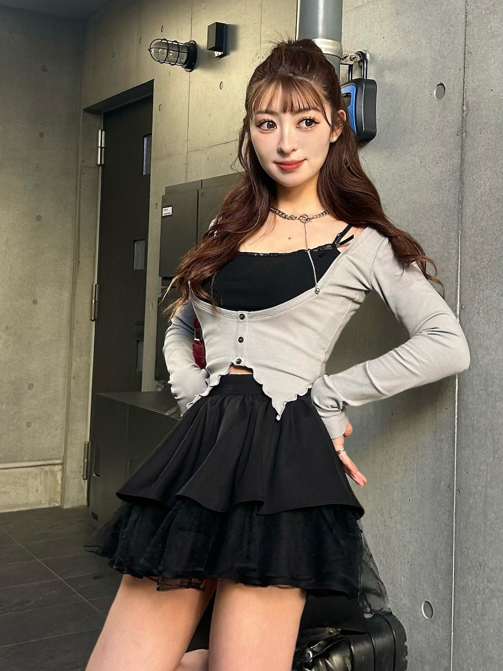 モデル：159cm（着用サイズ：FREE　着用カラー：GRY）