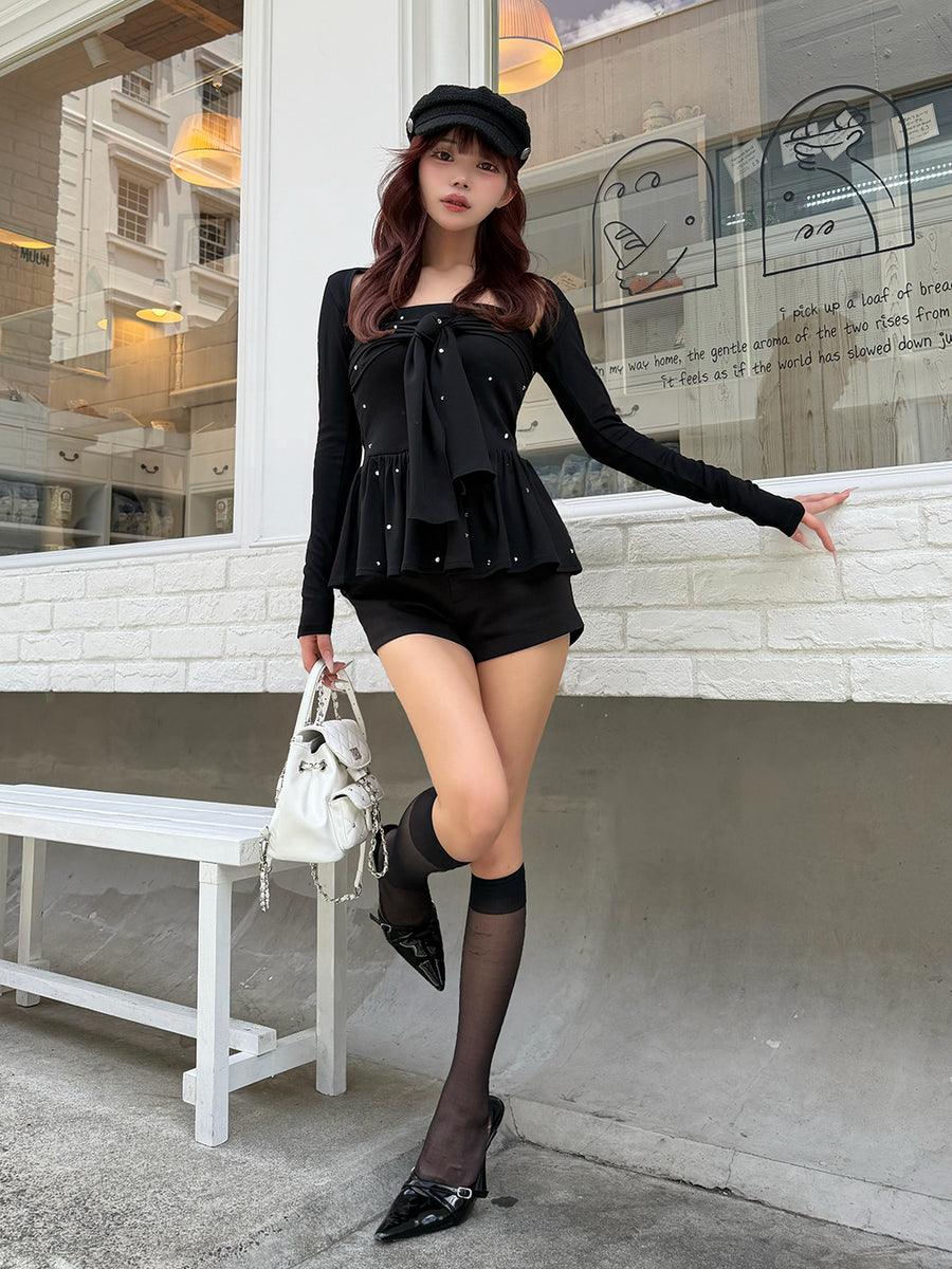 モデル：158cm（着用サイズ：FREE　着用カラー：BLK）