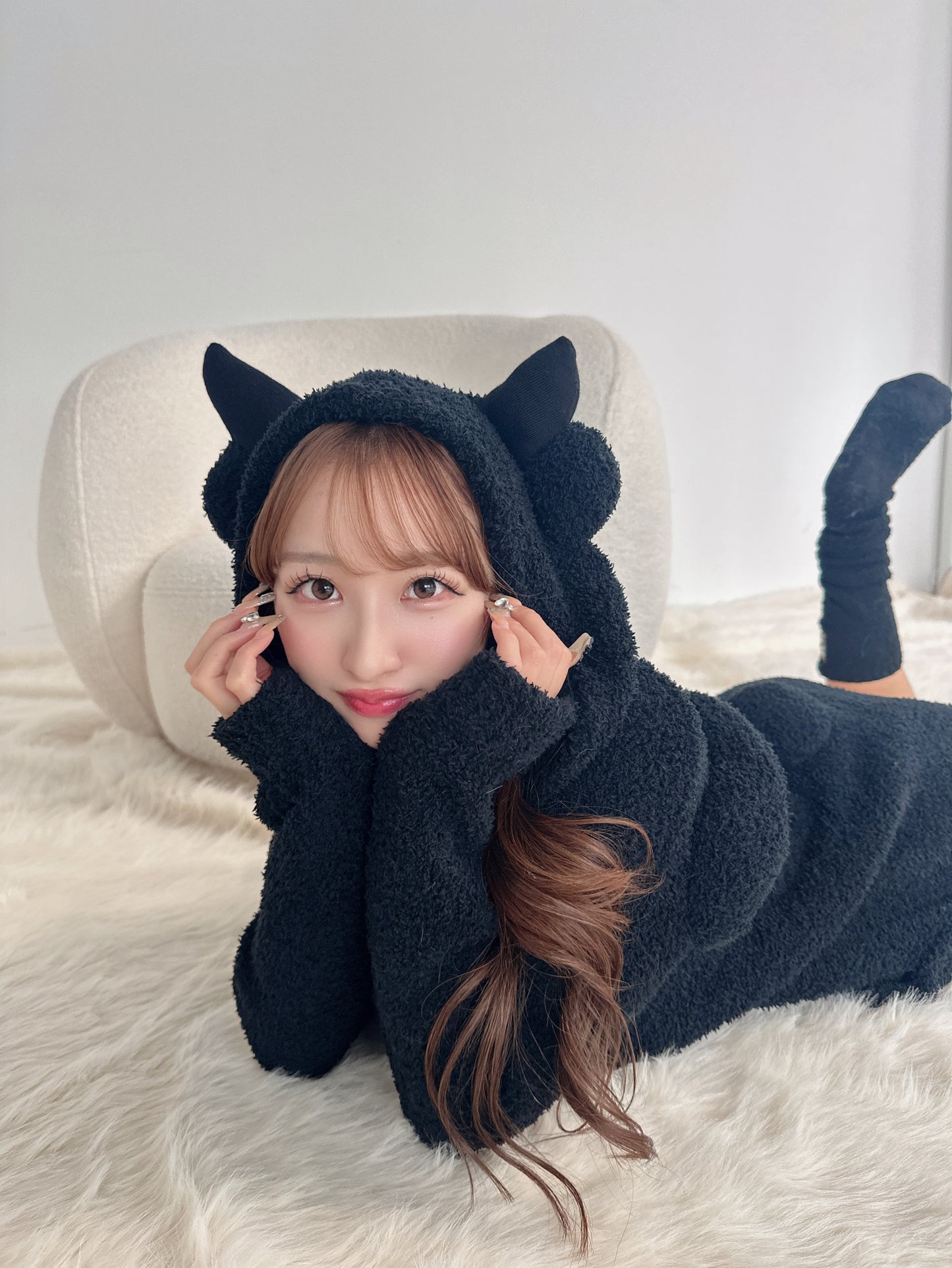 モデル：159cm（着用サイズ：FREE　着用カラー：BLK）