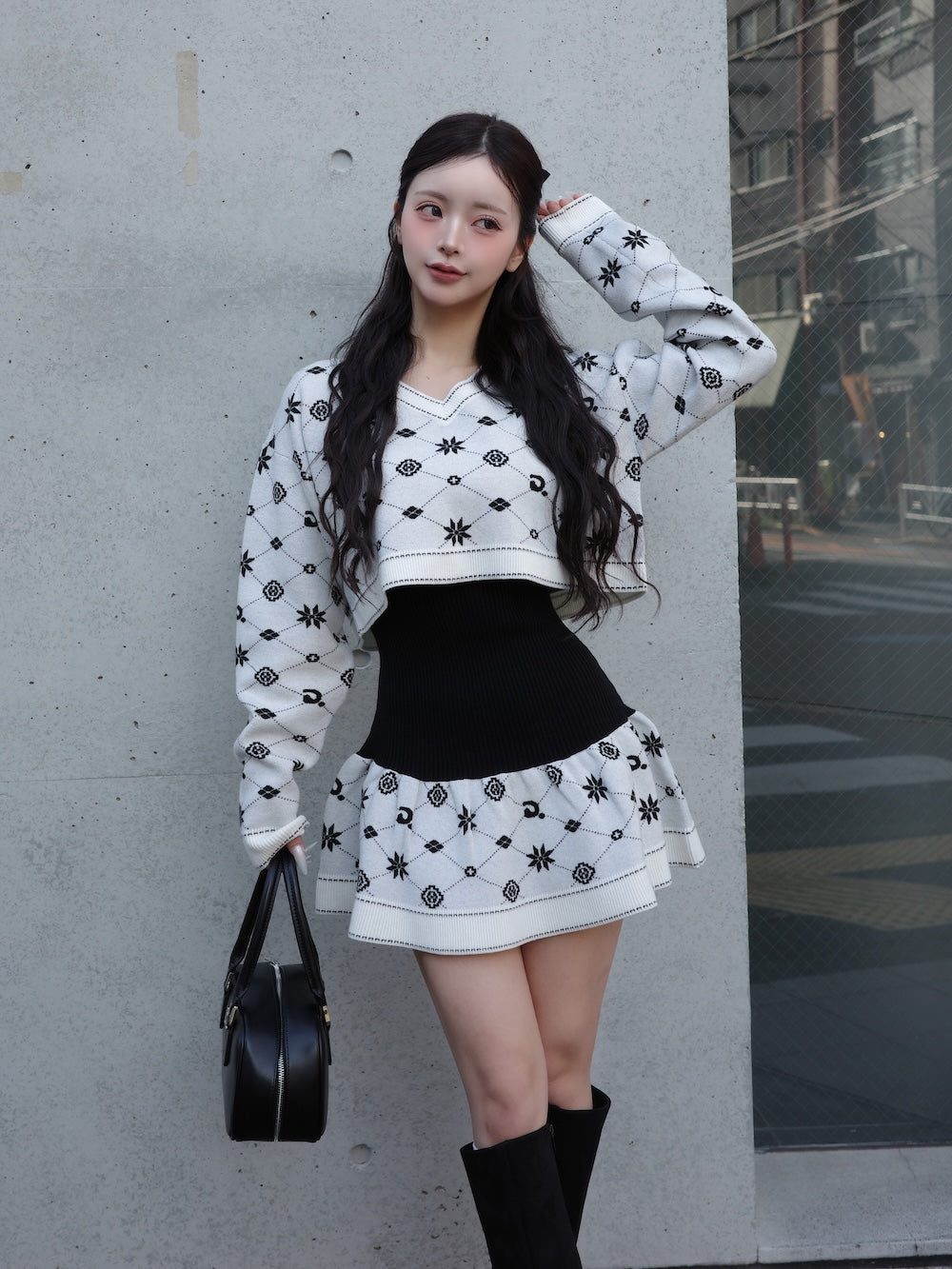 アンサンブルスノーロゴニットミニワンピース