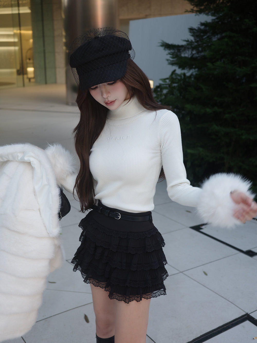 モデル：158cm（着用サイズ：S　着用カラー：BLK）