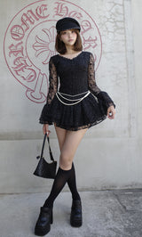 モデル：163cm（着用サイズ：FREE　着用カラー：BLK）