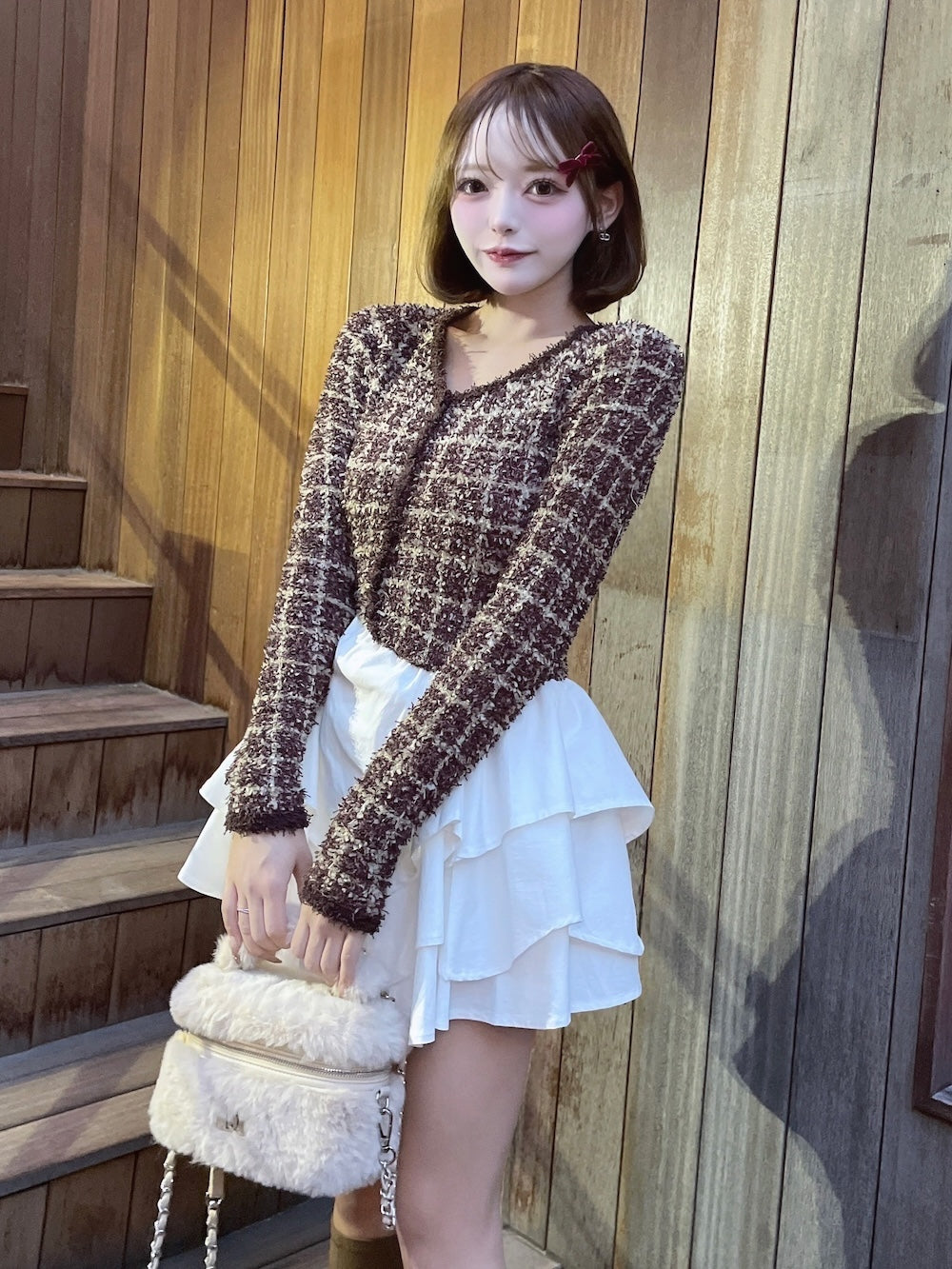 モデル：157cm（着用サイズ：FREE　着用カラー： BRN）