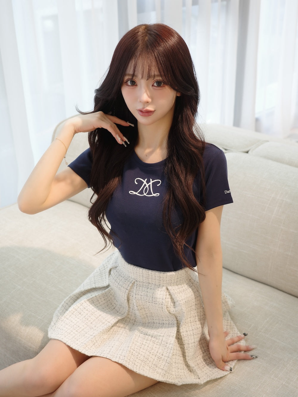 エンブロイダリーロゴTシャツ - nvy