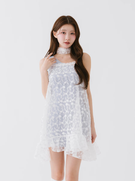 La Féerie Layered Lace Mini Dress