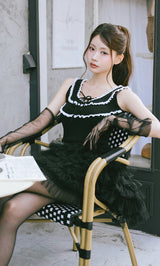 モデル：164cm（着用サイズ：FREE　着用カラー：BLK）