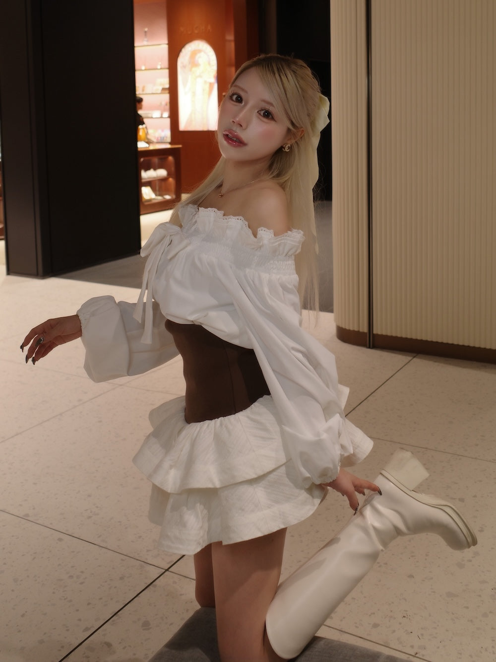 モデル：155cm（着用サイズ：FREE　着用カラー：WHT）