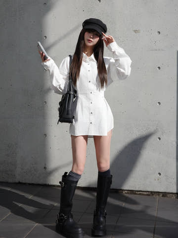 モデル：158cm（着用サイズ：S　着用カラー：WHT）