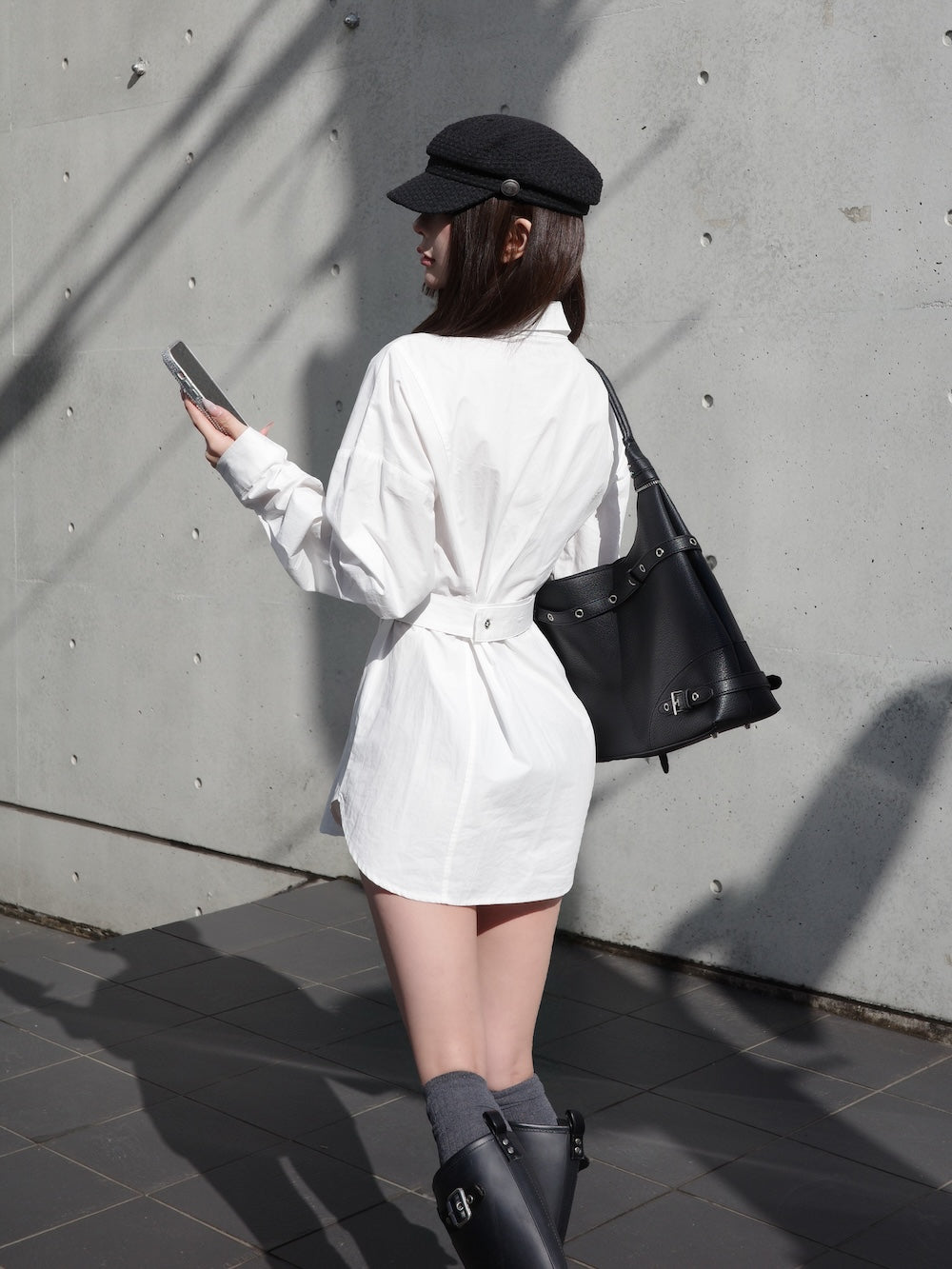 モデル：158cm（着用サイズ：S　着用カラー：WHT）