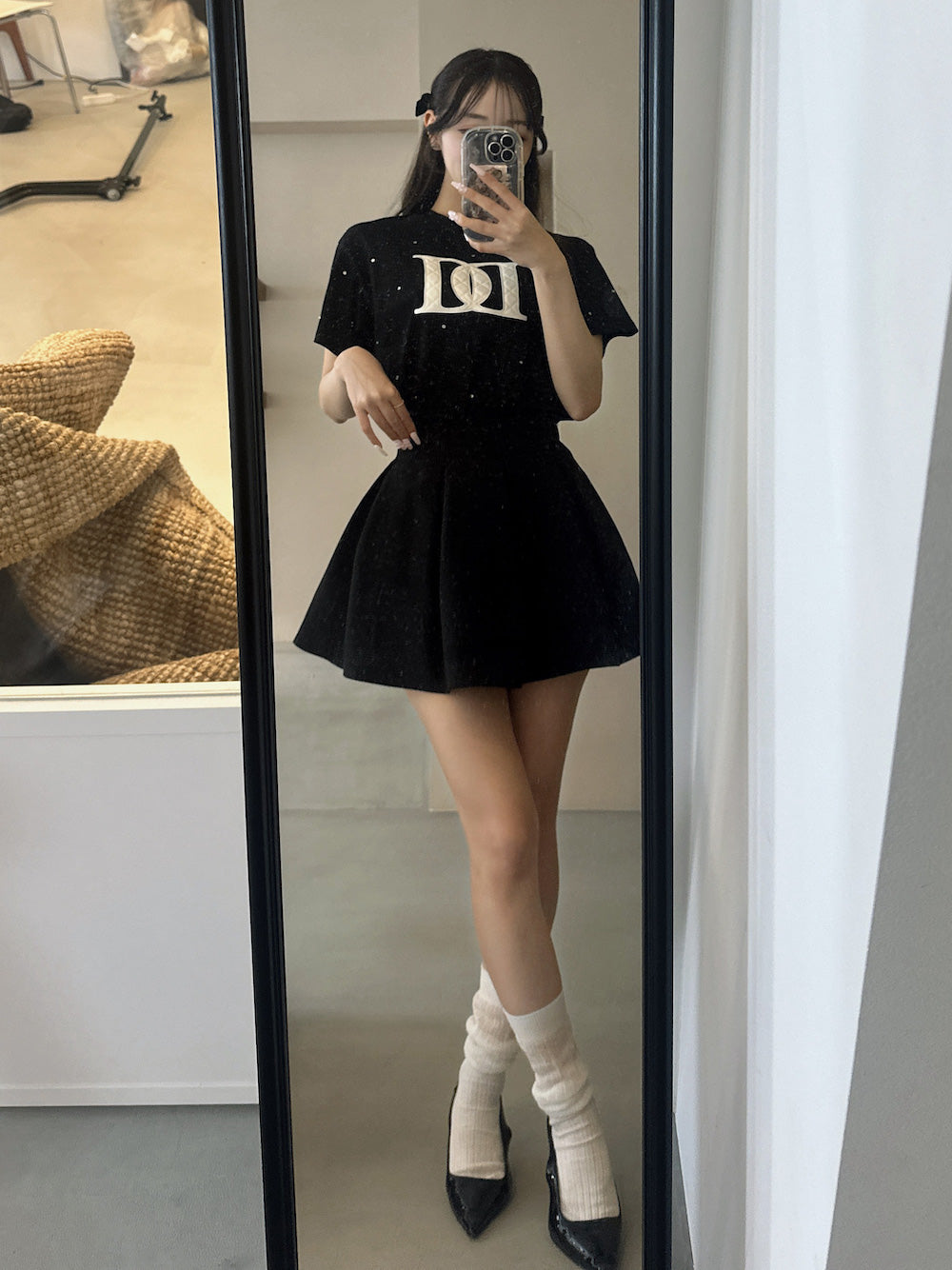 キルティングアップリケビジューTシャツ